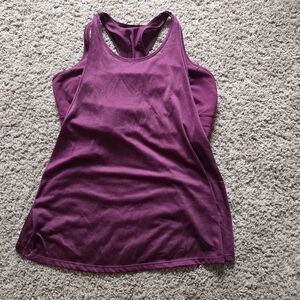 Lululemon Women's Stylish Racerback Tank Top With Bra in Purple Burgundy Size 10